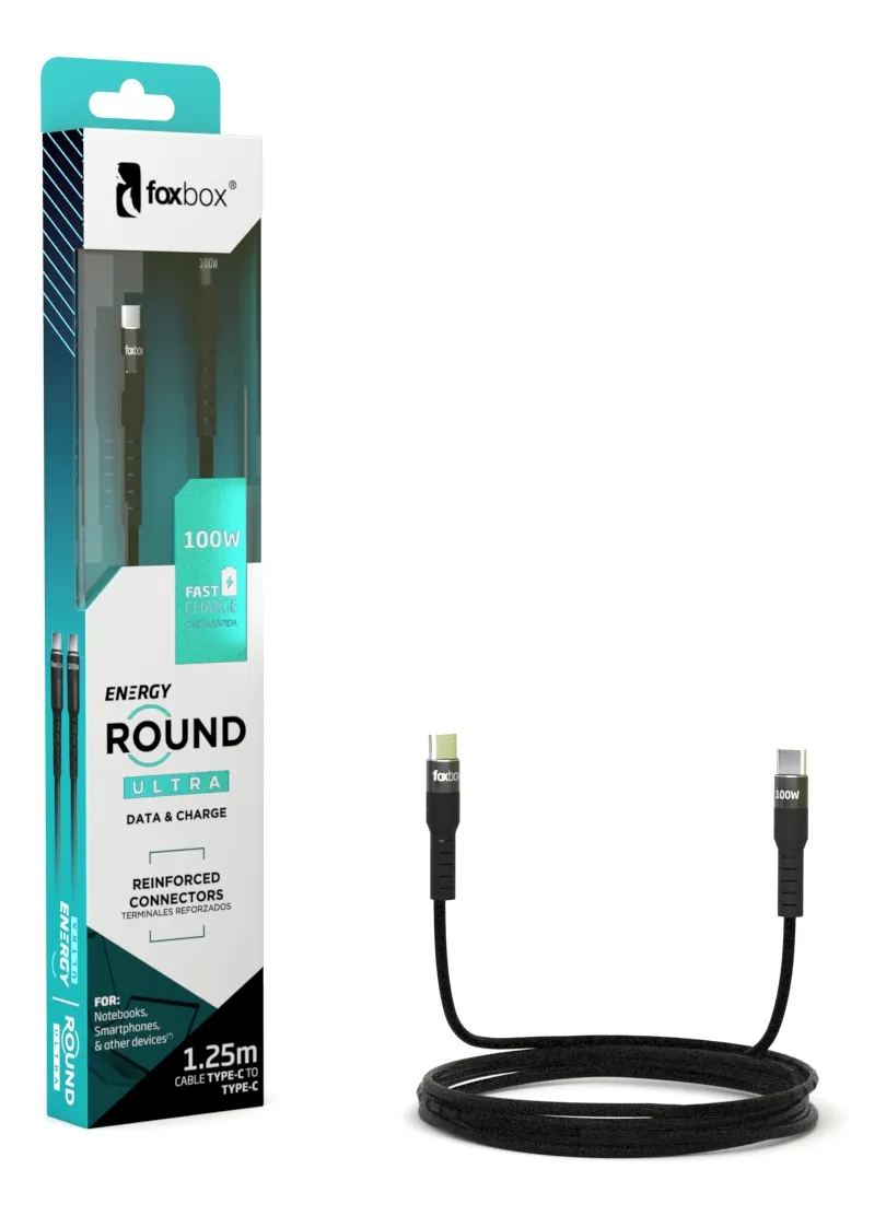 CABLE ROUND PRO 100W 1,25M TIPO C -C