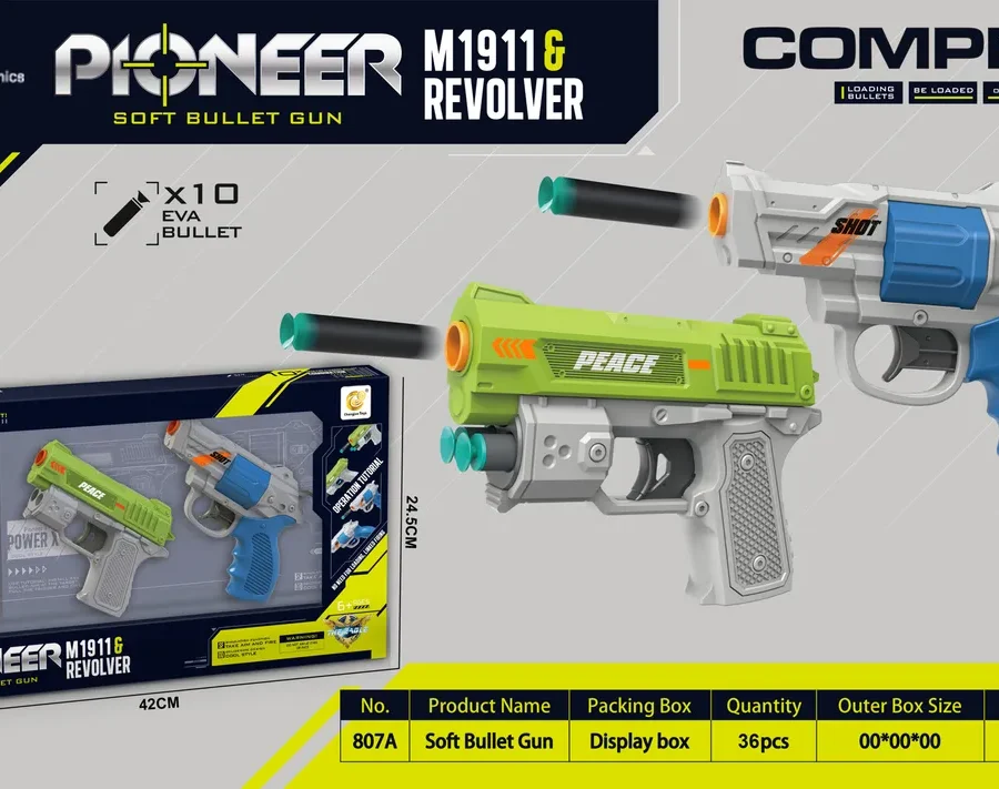 Pistola Eva M191 Y Revolver Juguete Dardos Goma Soft Bullet