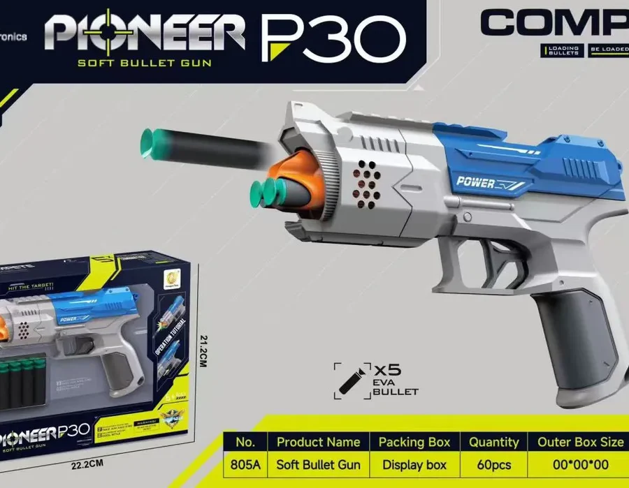 Pistola Eva P30 Pioneer Juguete Dardos Goma Soft Bullet Gun