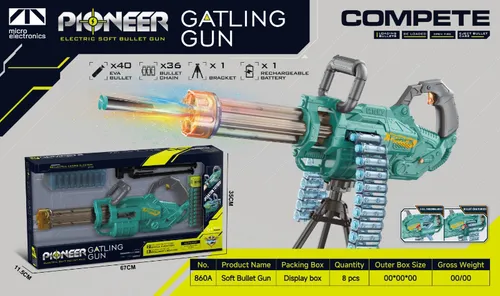 Ametralladora Mini-gun Automática Batería De Dardos Eva 860a