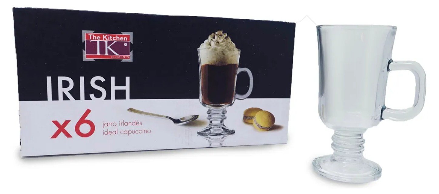 PACK 6 Jarros de Cafe c/Pie 250ml IRISH THE KITCHEN