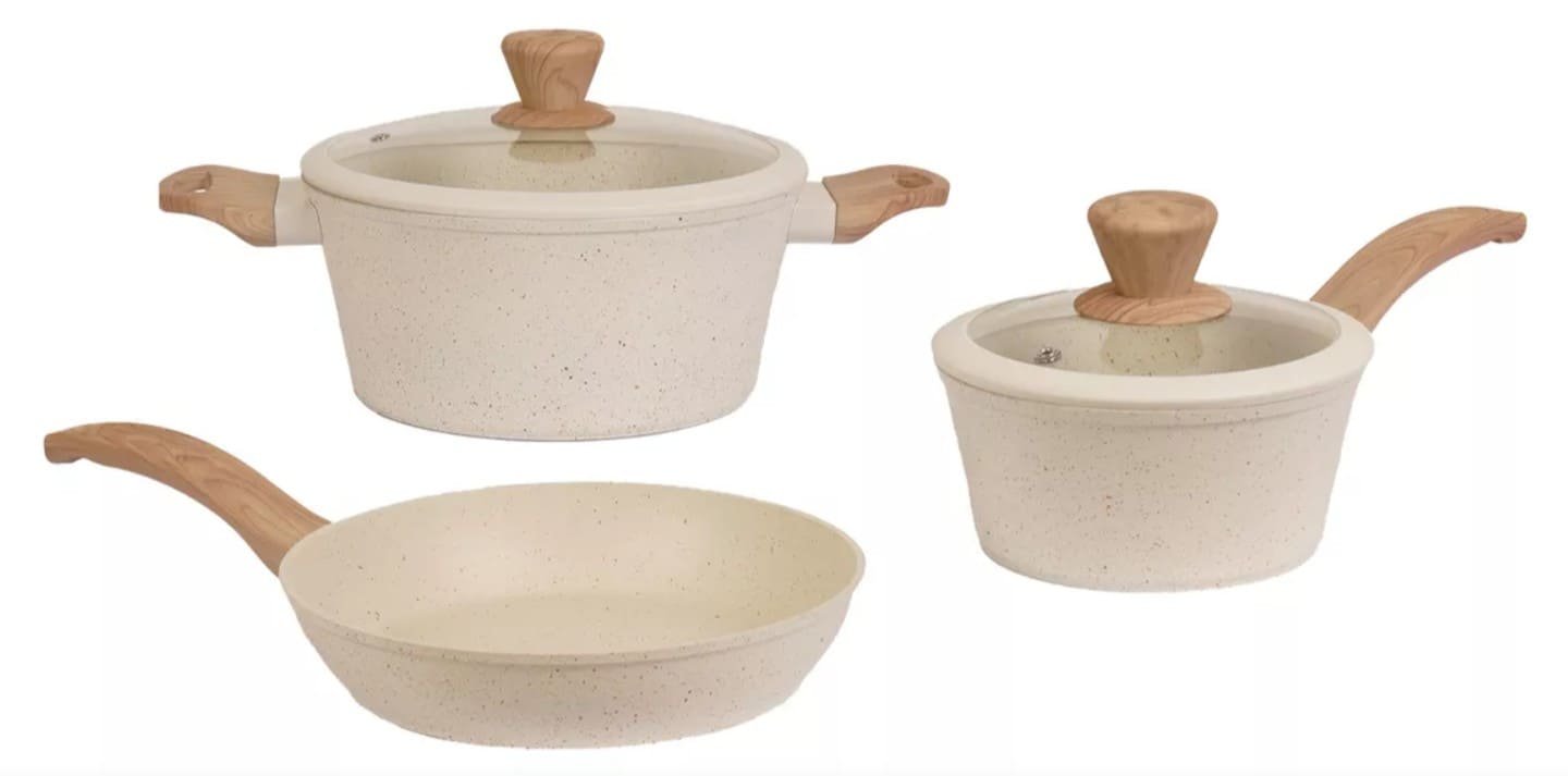 Set 5 pzas.: Cacerola 16cm - Cacerola 22cm - Sarten 22cm (81705) CAROL