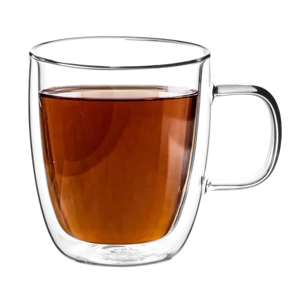 Taza con asas vidrio doble capacidad 350ml. CAROL