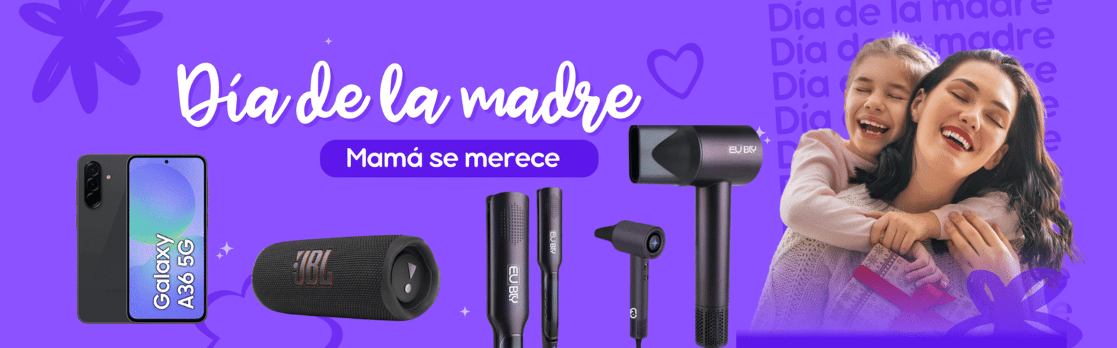 Banner Día de la Madre moderno rojo naranja Banner Día de la Madre moderno rojo naranja